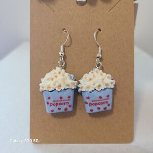 Fun Food Earrings | Delicious Popcorn Bucket Dangle Earrings | Cute Novelty NWOT